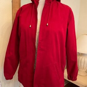 NWT Christopher & Banks Red cotton hoodie jacket Size L